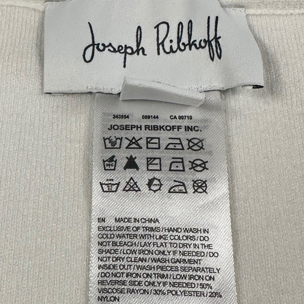 Joseph Ribkoff Jacquard Zipped Collar‎ Sweater Vanilla Women's Large - Picture 8 of 8